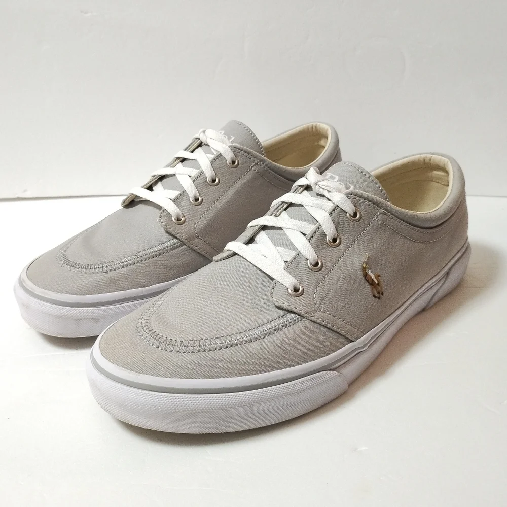 Polo Ralph Lauren‎ Canvas Sneakers Men's Shoes Size 12 Lace Up Gray Faxon X